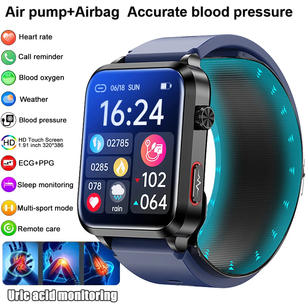 Smartwatch Masculino Quadrado AMOLED — Chamadas Bluetooth, Saúde Completa e Design Premium