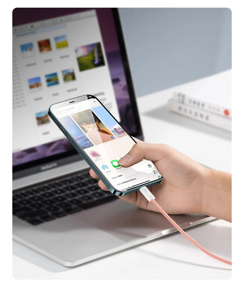 Cabo Baseus USB-C para iPhone 20W Carregamento Rápido — 1.2m/2m