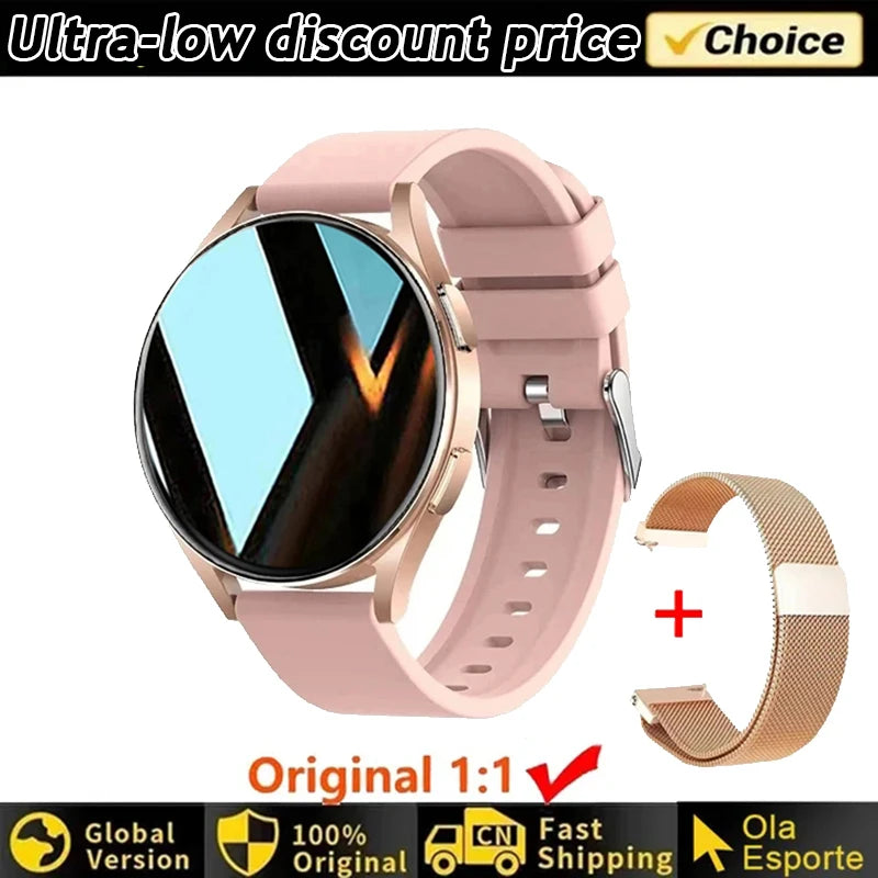 Smartwatch Ultra Fino em Aço Inoxidável — Design Slim Premium, Saúde Completa e Notificações