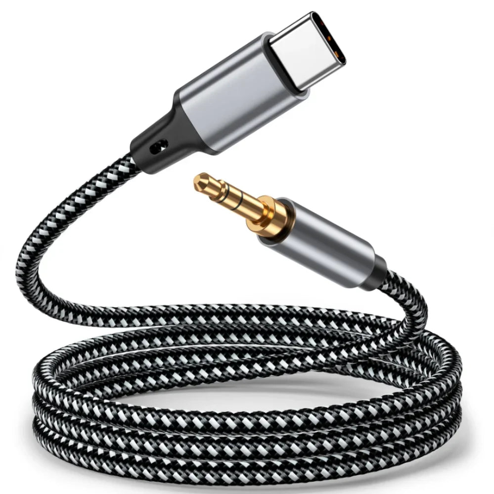 Cabo Adaptador USB-C para Jack 3.5mm DAC — Áudio HiFi Estéreo 1m/1.5m/2m