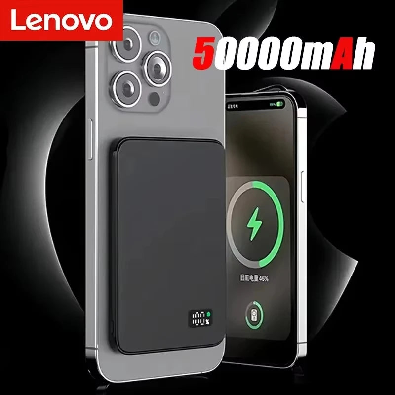 Power Bank Magnético Lenovo Ultra-Fino 22.5W com Carregamento Sem Fios