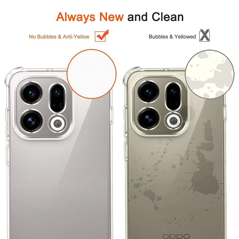 Shockproof Silicone Soft Case For OPPO Find X9 X8 X8S X7 X6 X5 Pro Ultra Lite Transparent Shell Ultra Thin Clear TPU Back Cover