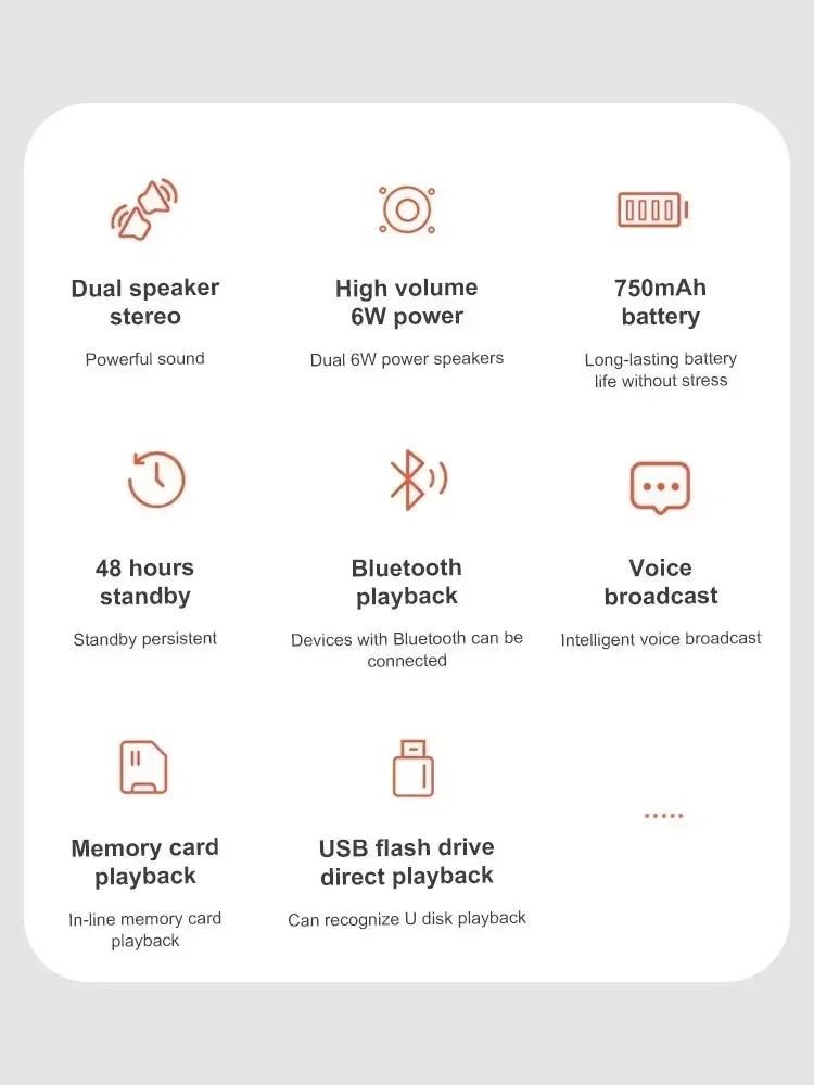 Coluna Bluetooth 5.0 Portátil IP65 Resistente à Água com Bateria Longa