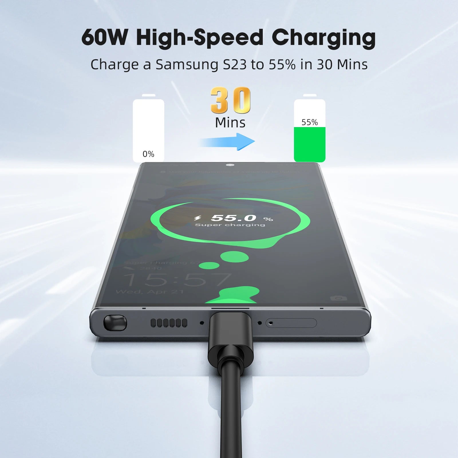 Cabo USB-C para USB-C 60W 10Gbps — Para MacBook, iPad e Laptop