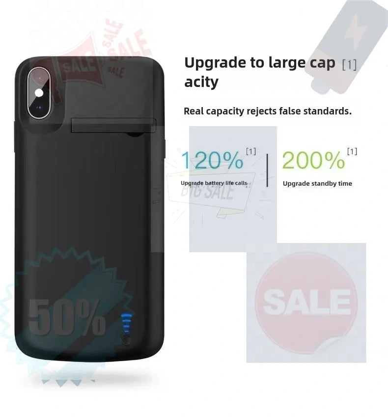 Capa com Bateria para iPhone 12, 11, X, XS, XR, 8, 7, 6 — Power Bank Integrado até 8000mAh com Áudio