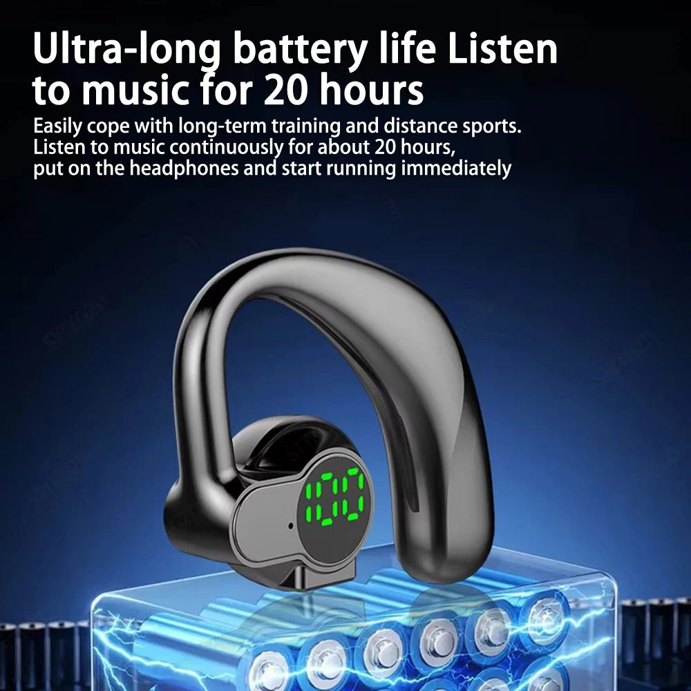 Auriculares Bluetooth 5.4 Ear Hook — Mãos Livres, Cancelamento de Ruído e Condução Segura