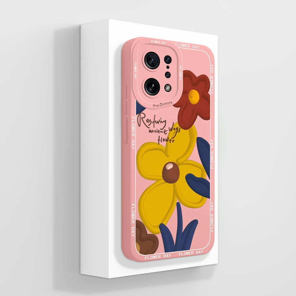 Capa Silicone Líquido Estilo Artístico para OPPO Find X5 Pro Lite