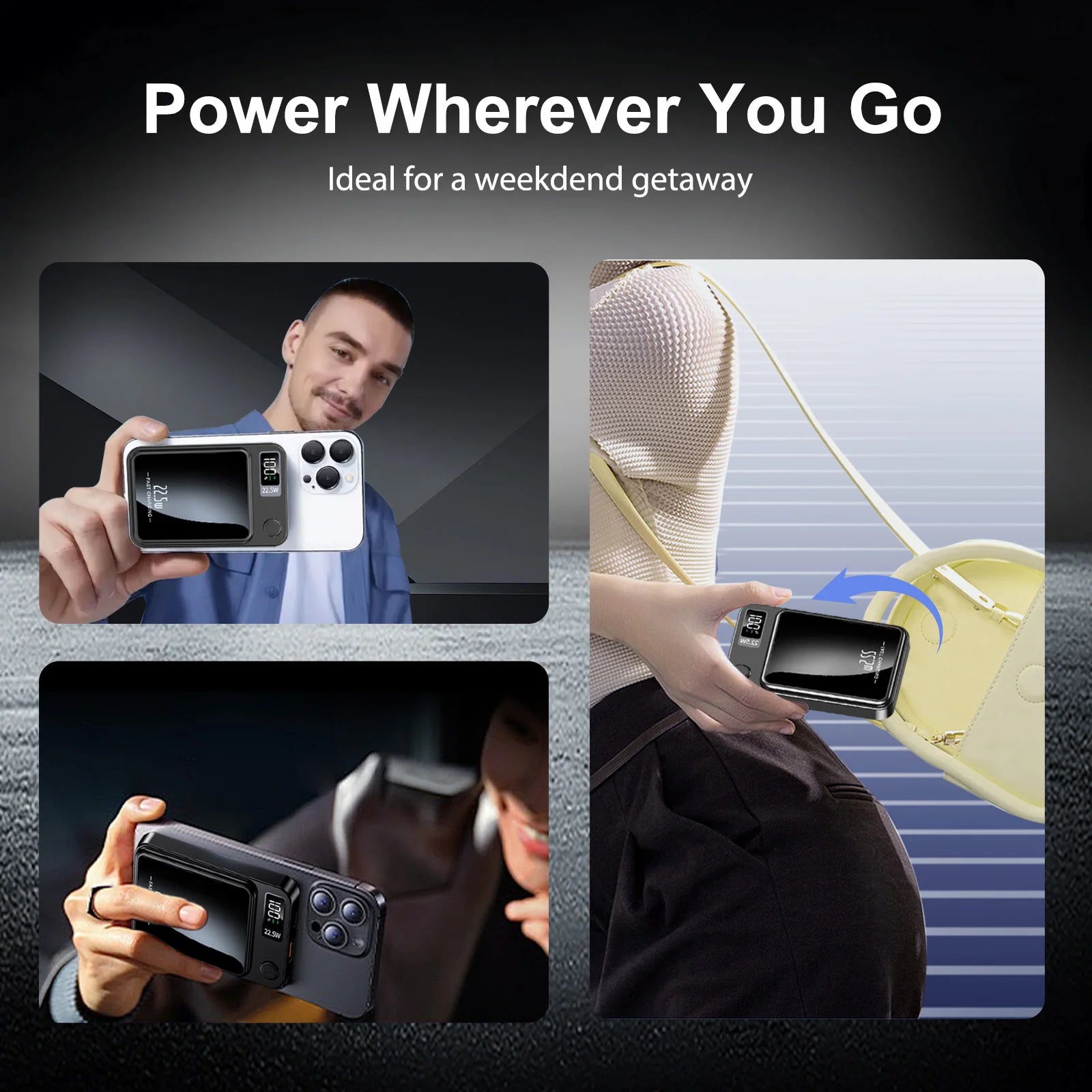 Power Bank Magnético Sem Fios 10000mAh 22.5W