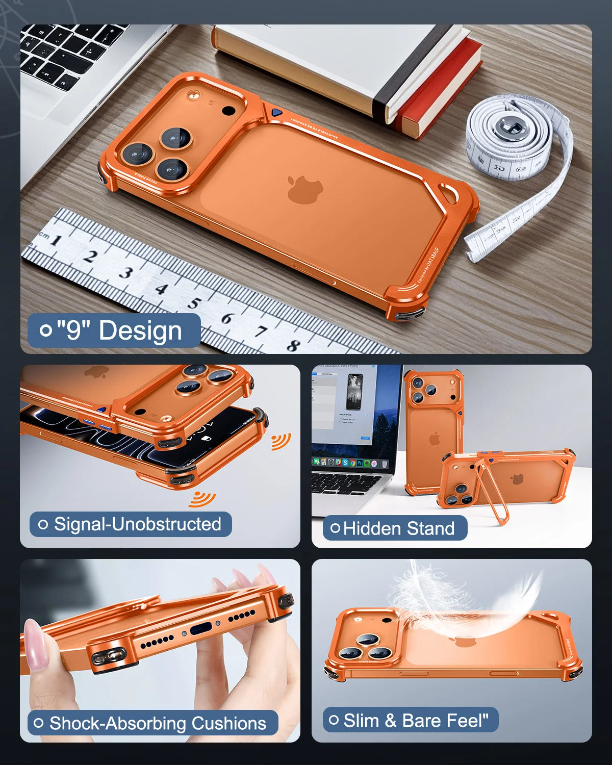 Capa Minimalista MagSafe com Suporte para iPhone 17 Pro Max