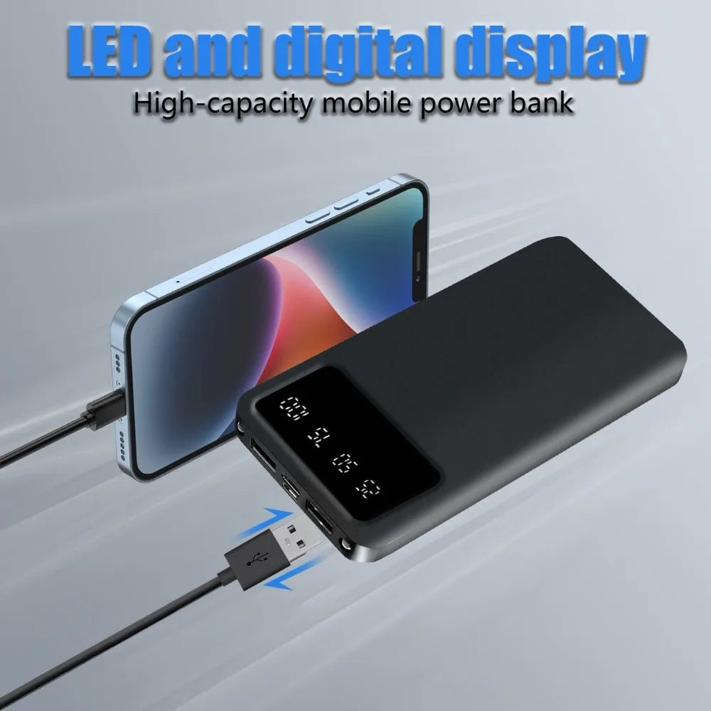 Power Bank 20000mAh com Display LED, Lanterna e Dual USB