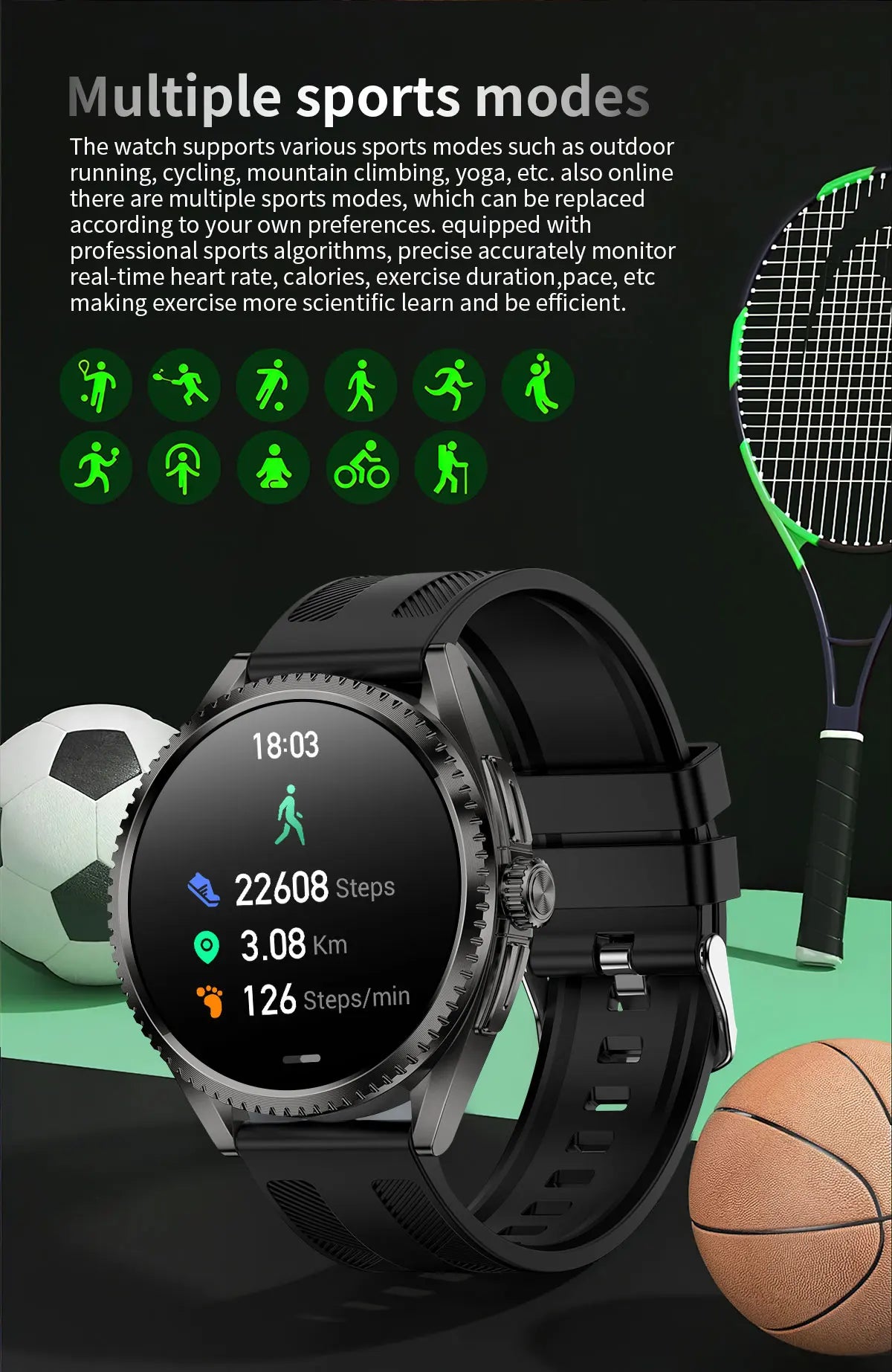 Smartwatch 2026 — NFC, GPS, Bússola, Altitude e Monitorização de Saúde Completa