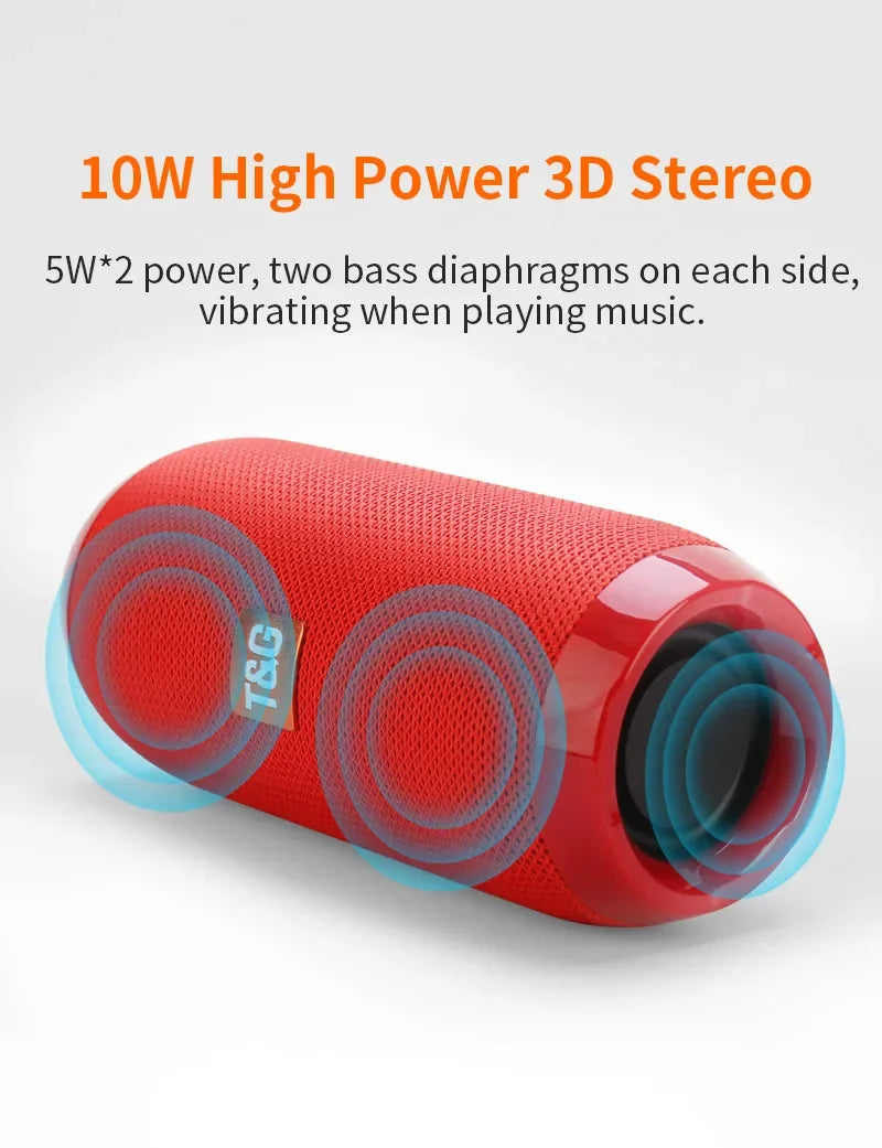 Coluna Bluetooth Portátil Subwoofer — À Prova de Água, Rádio FM e Suporte Cartão TF