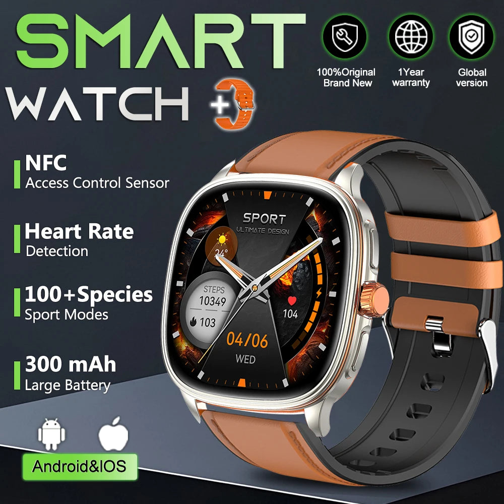 Smartwatch 2026 — Ecrã HD 1.73'', Voz AI, Música, Meteorologia, Modos Desportivos e IP68