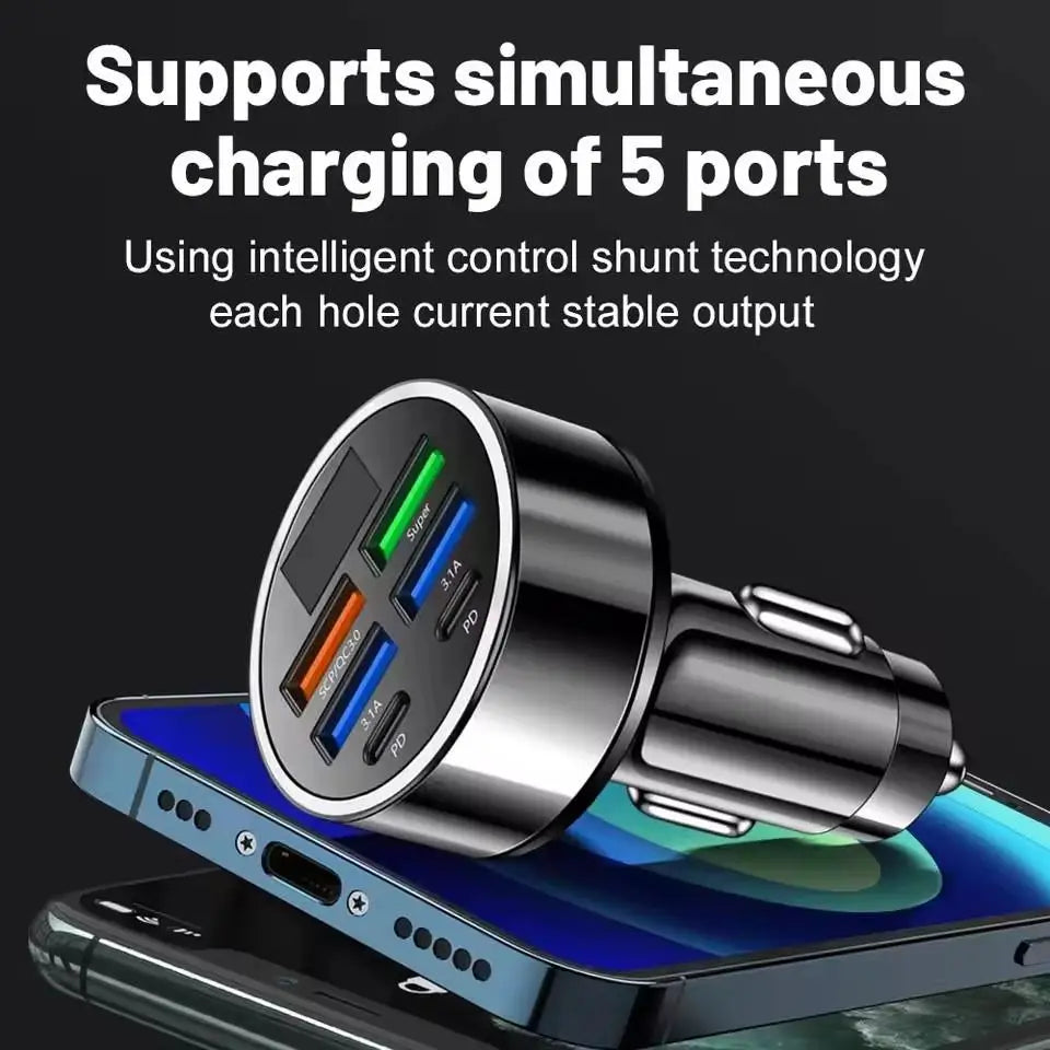 Carregador de Carro 4 Portas USB com Quick Charge 3.0 e PD