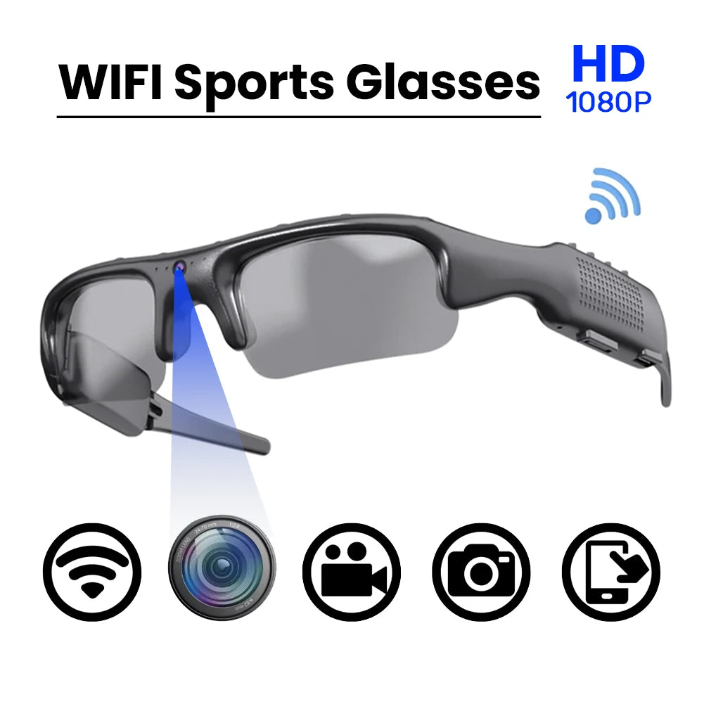 Óculos de Sol com Câmara WiFi 1080P — Gravação HD para Carro, Ciclismo, Caminhadas e Pesca