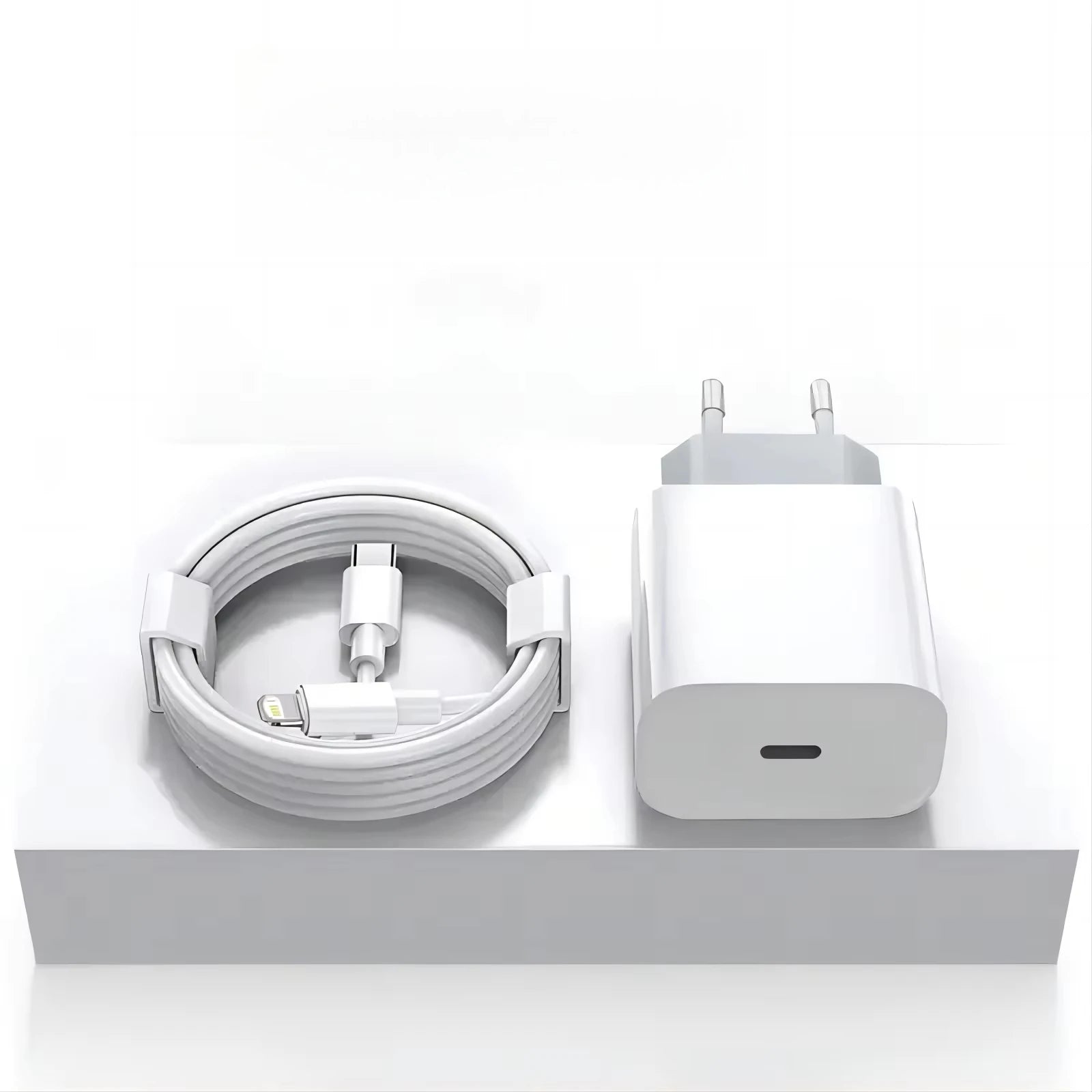 Carregador USB-C 20W PD com Cabo 1M para iPhone e iPad — Ficha EU