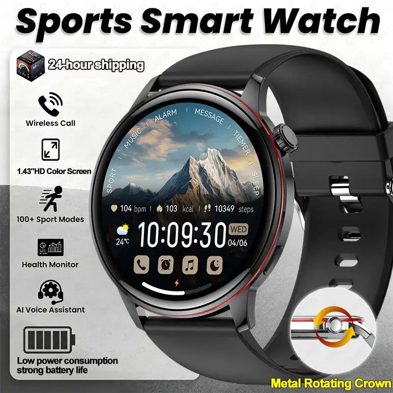 Smartwatch Feminino Elegante — Rosa e Dourado, Saúde Completa e Notificações Inteligentes
