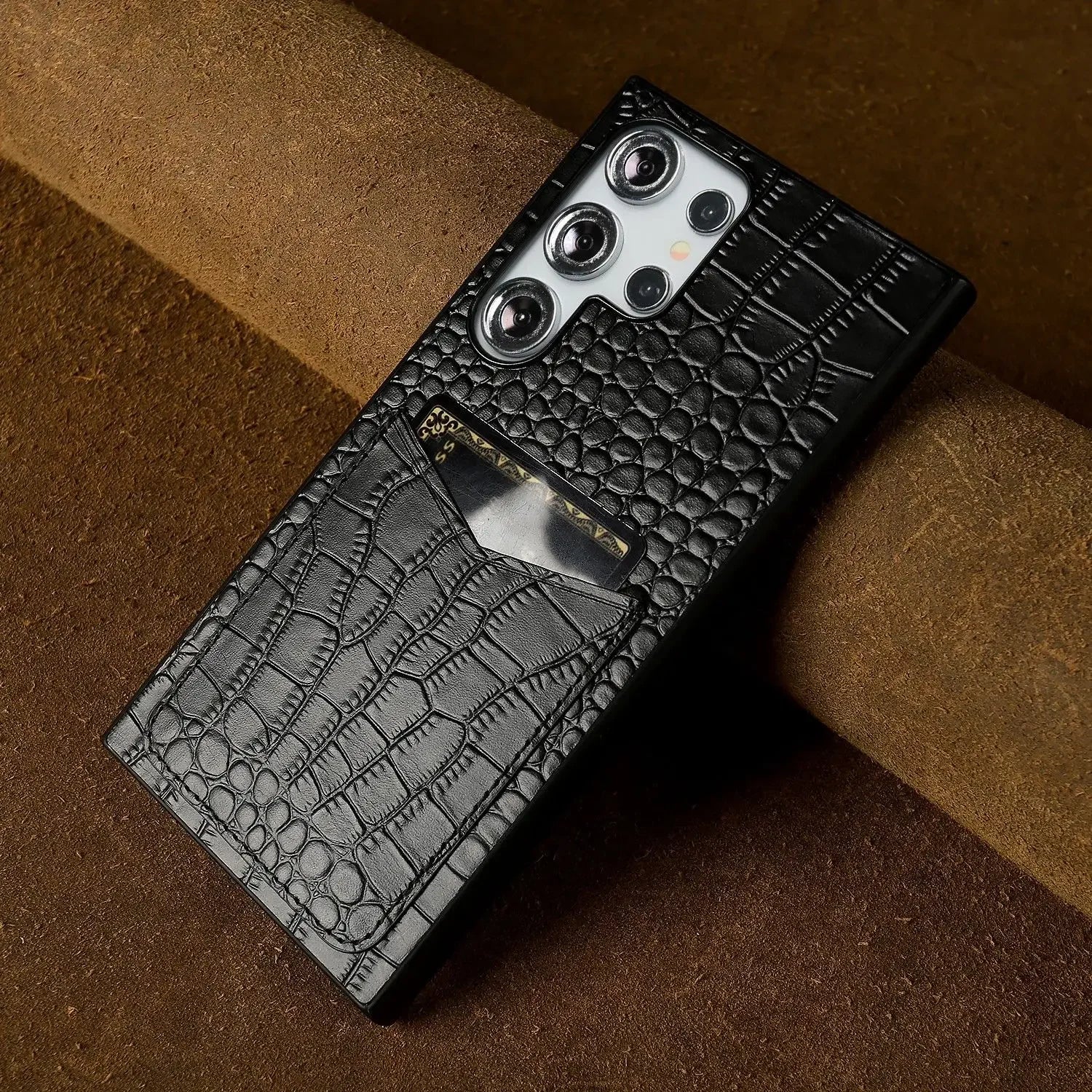 Capa Couro Genuíno com Porta-Cartões para Samsung Galaxy S Series