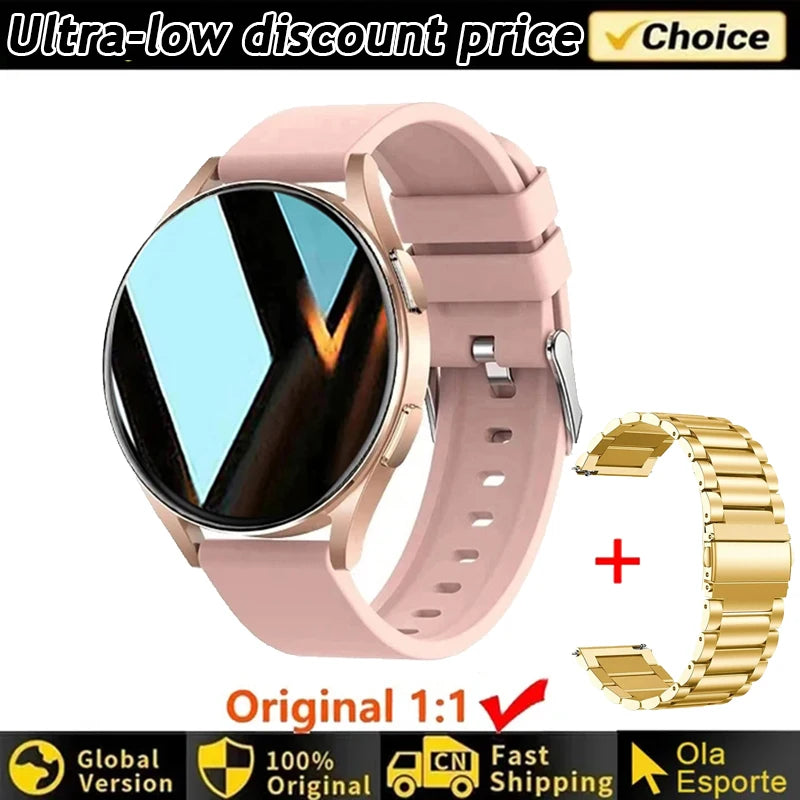 Smartwatch Ultra Fino em Aço Inoxidável — Design Slim Premium, Saúde Completa e Notificações