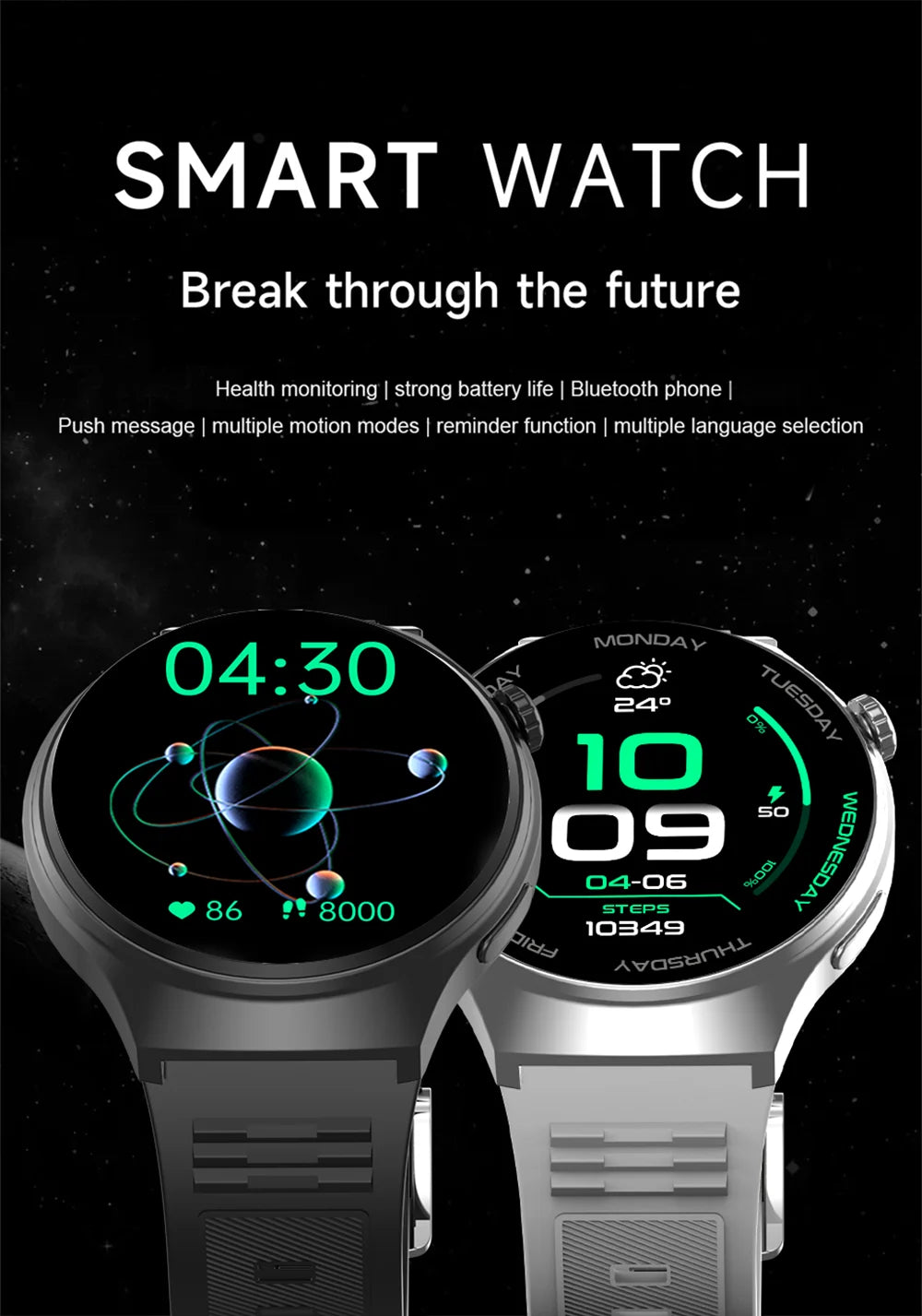 Smartwatch GT4 HD 1.52'' com Chamadas Bluetooth e Assistente de Voz