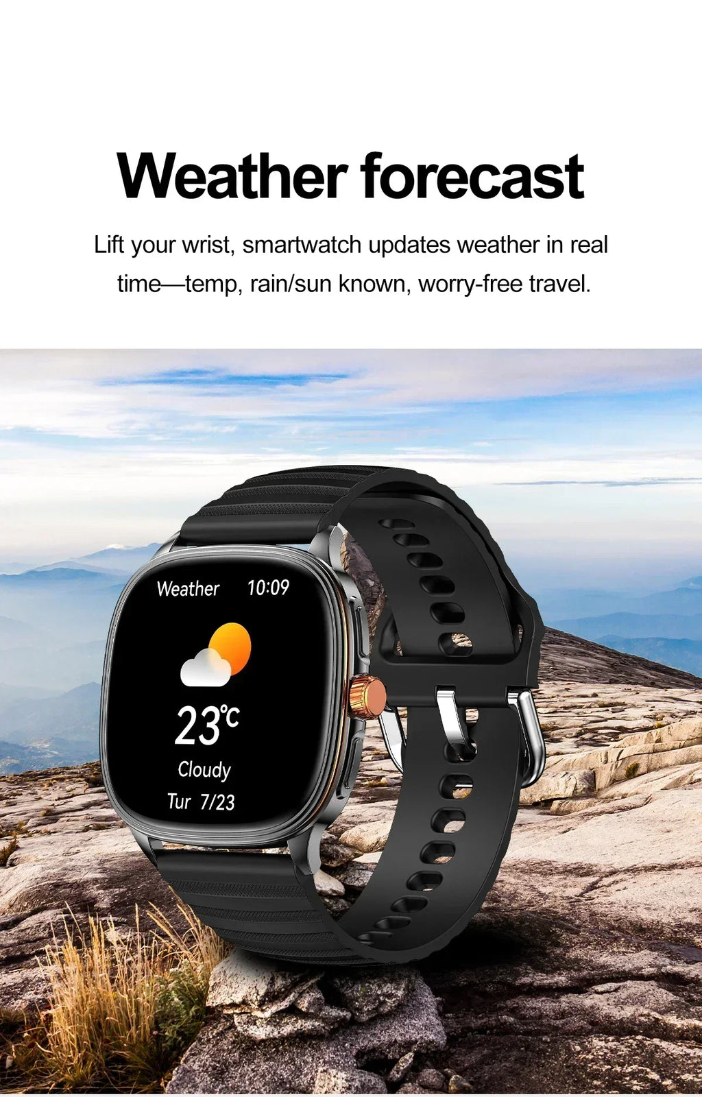 Smartwatch 2026 — Ecrã HD 1.73'', Voz AI, Música, Meteorologia, Modos Desportivos e IP68