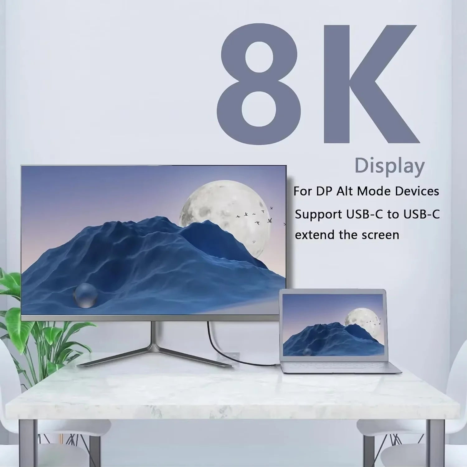 Cabo USB-C 100W 20Gbps com Saída de Vídeo 8K/4K — Para Laptop e TV
