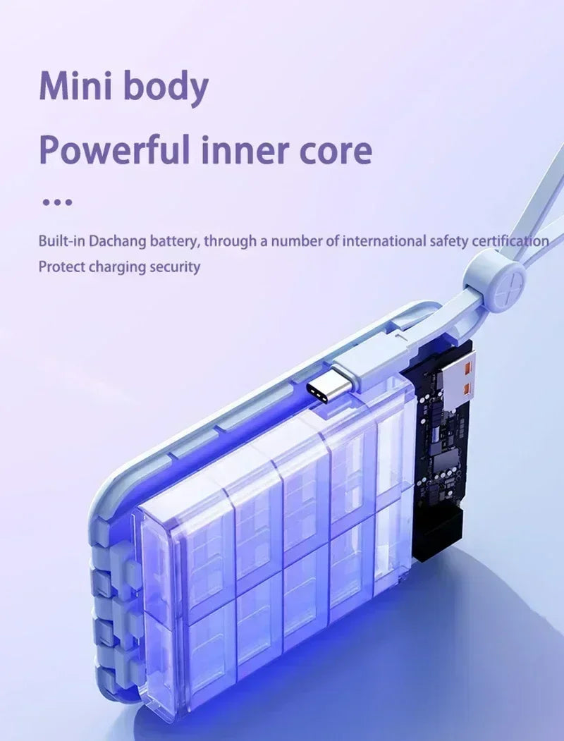 Power Bank Lenovo com 4 Cabos Integrados e Carregamento Rápido