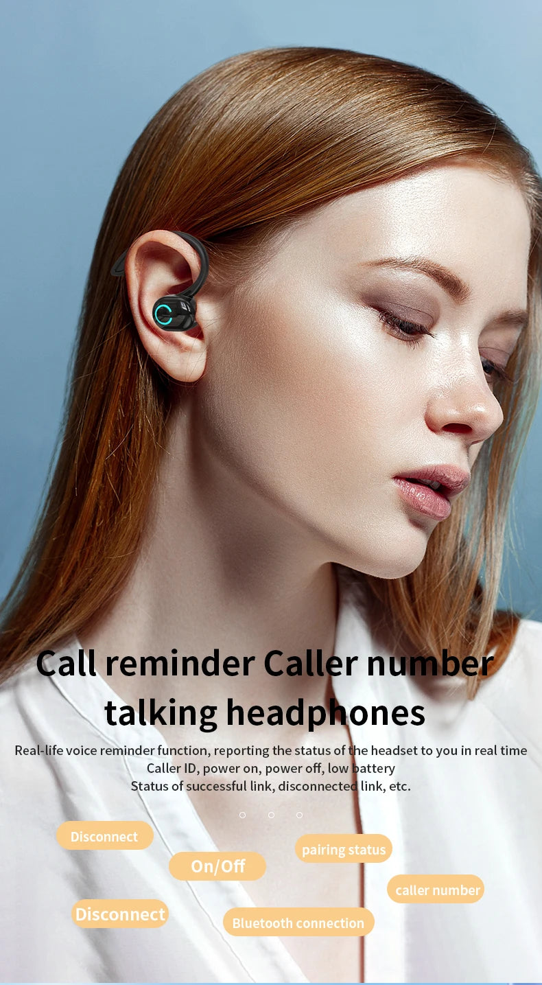 Auriculares Bluetooth HIFI Bass — Cancelamento de Ruído, Microfone HD e À Prova de Água
