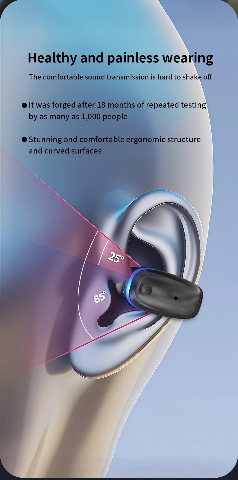 Auricular Bluetooth 5.3 Condução Óssea — Desportivo e Sem Fios