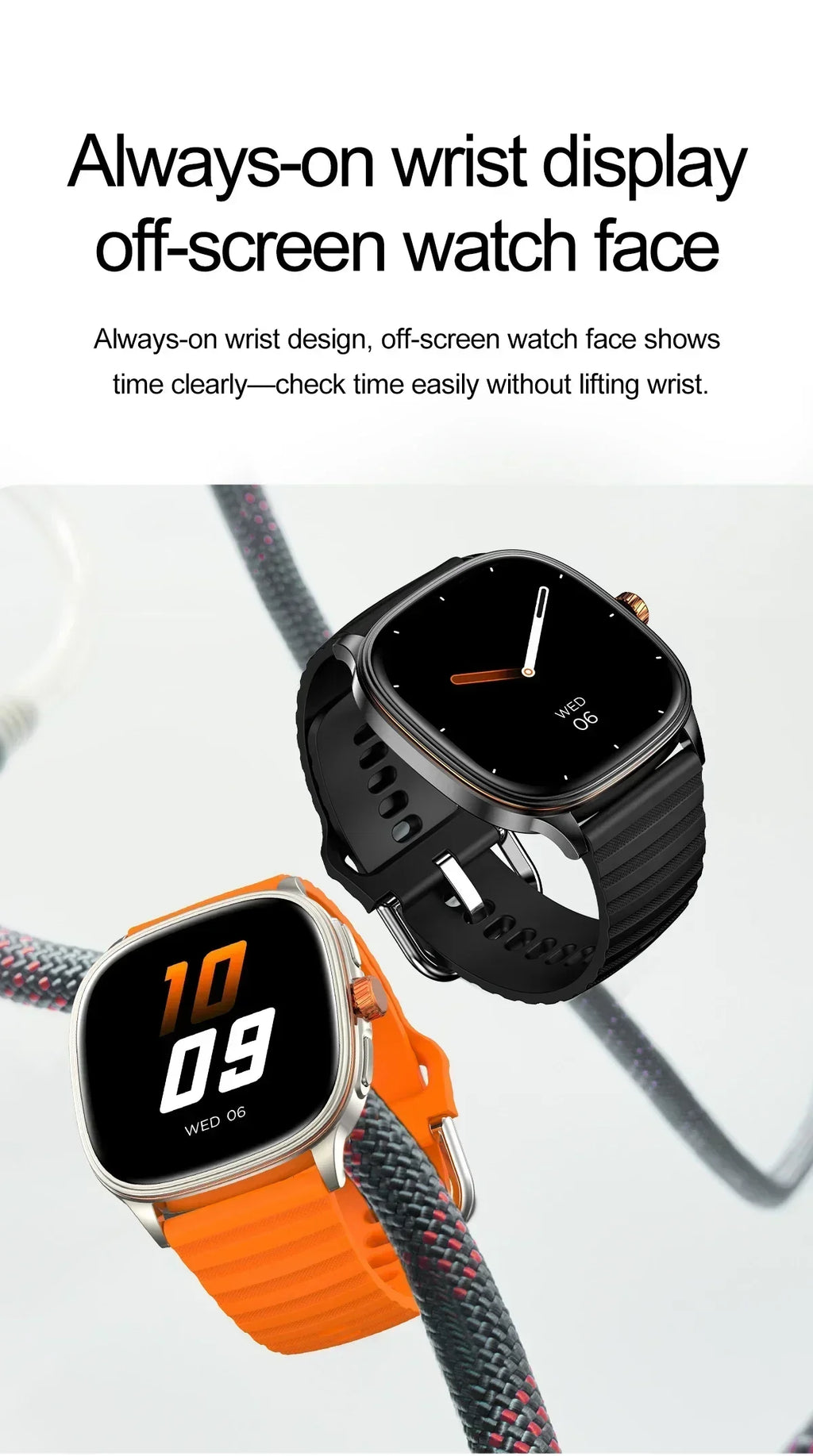 Smartwatch 2026 — Ecrã HD 1.73'', Voz AI, Música, Meteorologia, Modos Desportivos e IP68