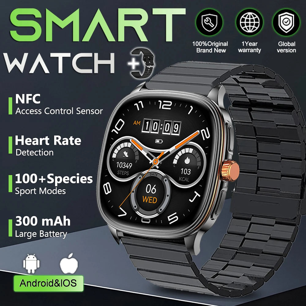 Smartwatch 2026 — Ecrã HD 1.73'', Voz AI, Música, Meteorologia, Modos Desportivos e IP68