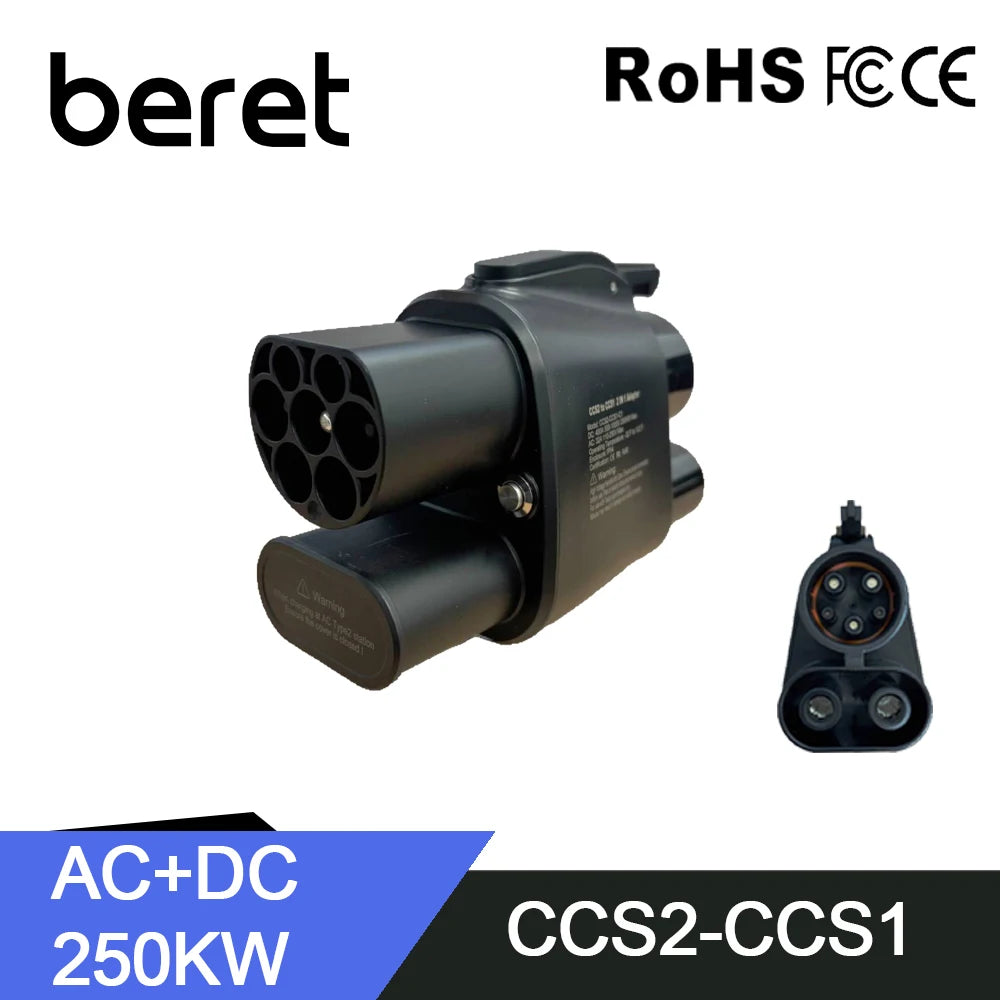 Adaptador de Carregamento Elétrico CCS2 para CCS1 250A 250KW