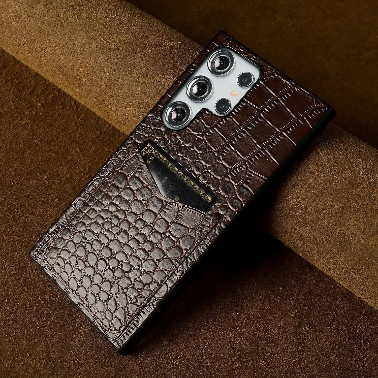 Capa Couro Genuíno com Porta-Cartões para Samsung Galaxy S Series
