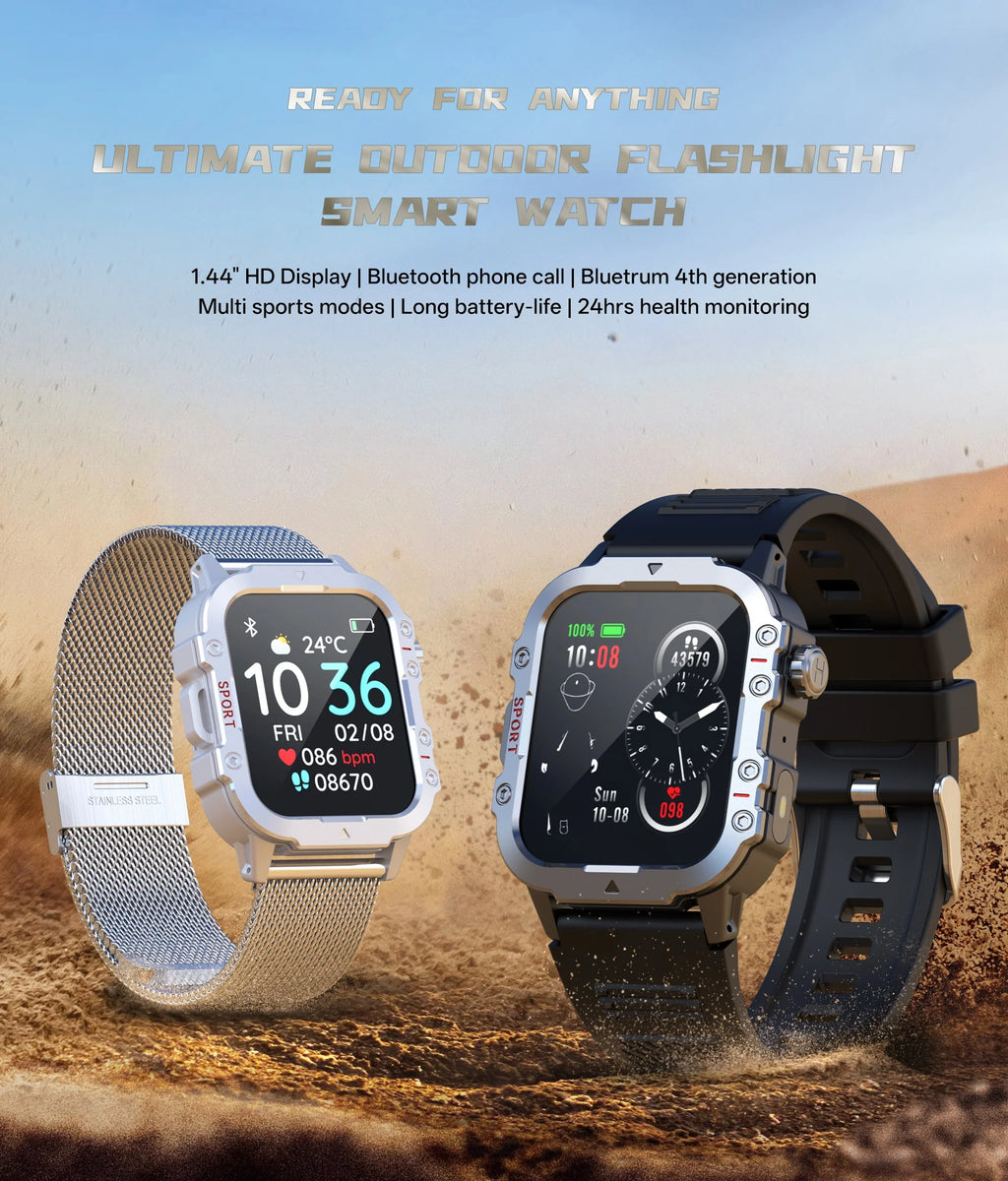 Smartwatch Bluetooth 1.44'' com Monitor de Saúde, Oxigénio e Pressão