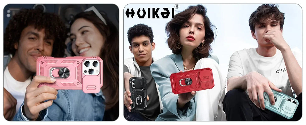 Capa com Tampa de Câmara Deslizante e Suporte 360º para iPhone
