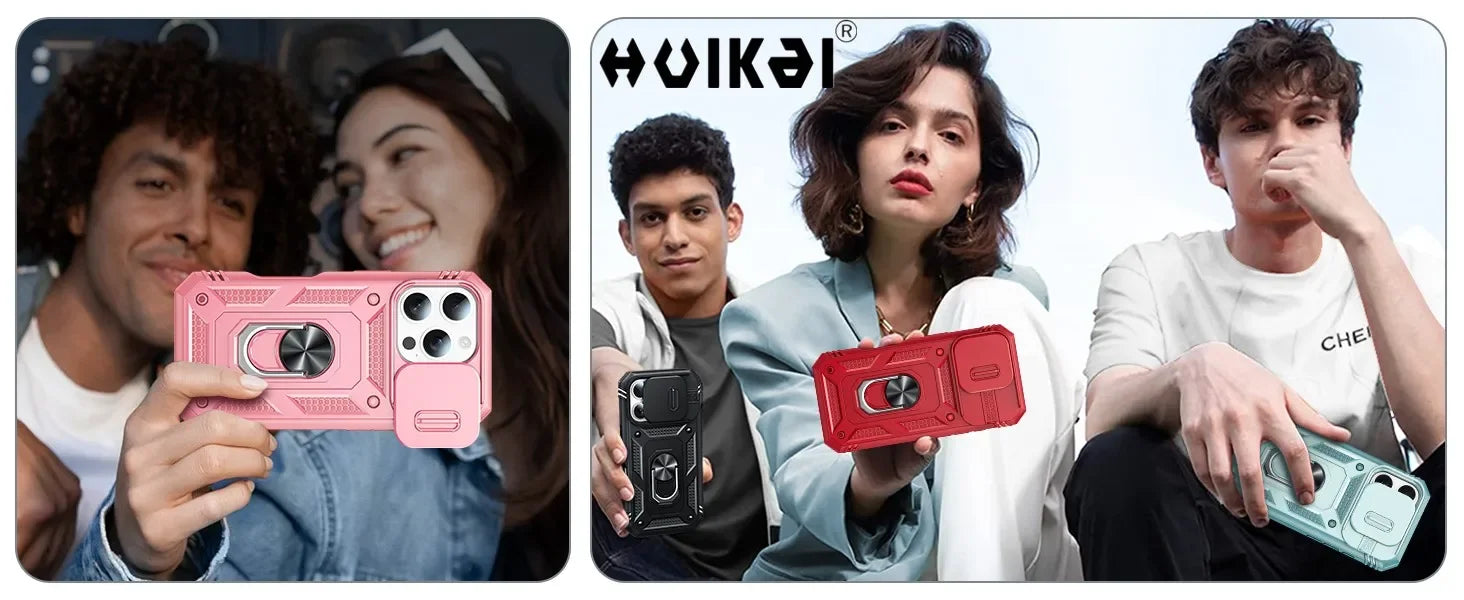 Capa com Tampa de Câmara Deslizante e Suporte 360º para iPhone