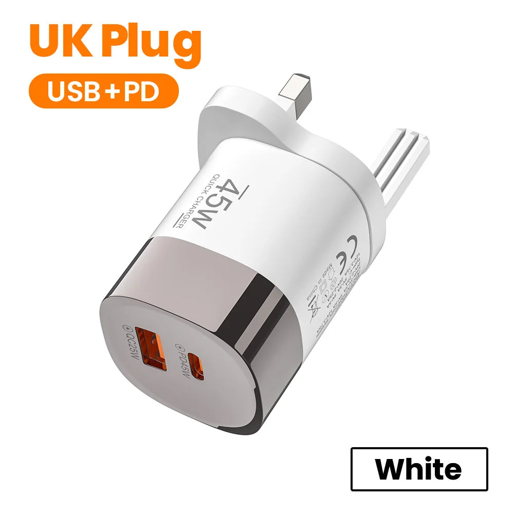 Carregador Elough 45W USB-C + USB-A 2 Portas para iPhone, Huawei e Android