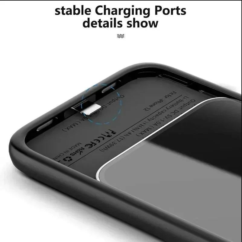 Capa com Bateria 6800mAh para iPhone 17, 16, 15, 14, 13, 12, 11 Series — Power Bank Portátil