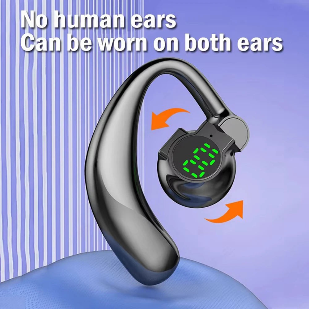 Auriculares Bluetooth 5.4 Ear Hook — Mãos Livres, Cancelamento de Ruído e Condução Segura