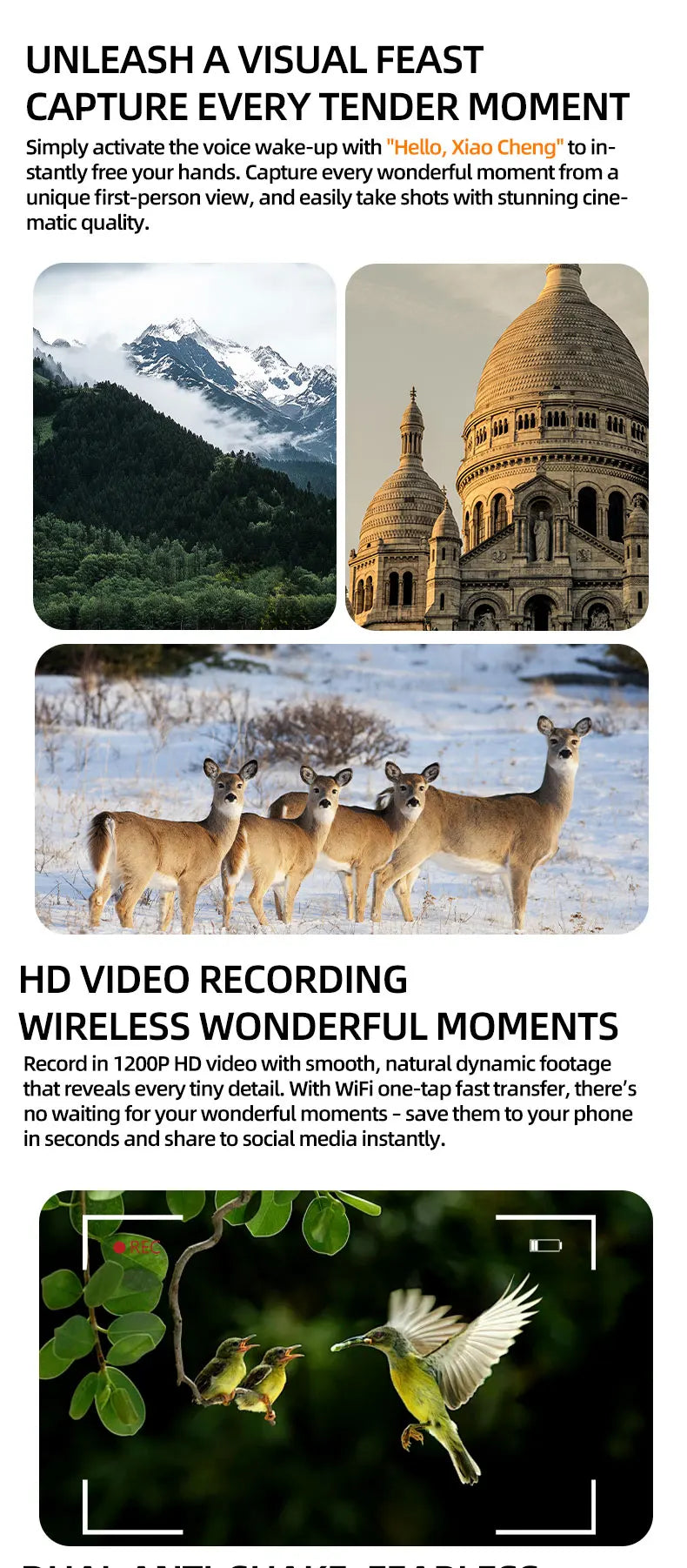 Óculos Inteligentes IA com Câmara 4K HD — 8MP, Anti-vibração, Tradução em Tempo Real e Desporto Outdoor