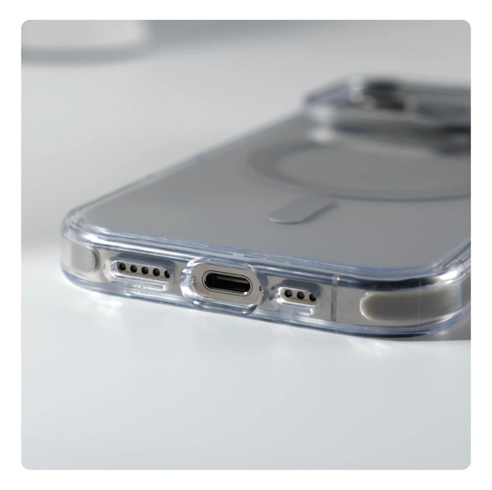 Capa Transparente Magnética com Suporte para iPhone 17 ao 12