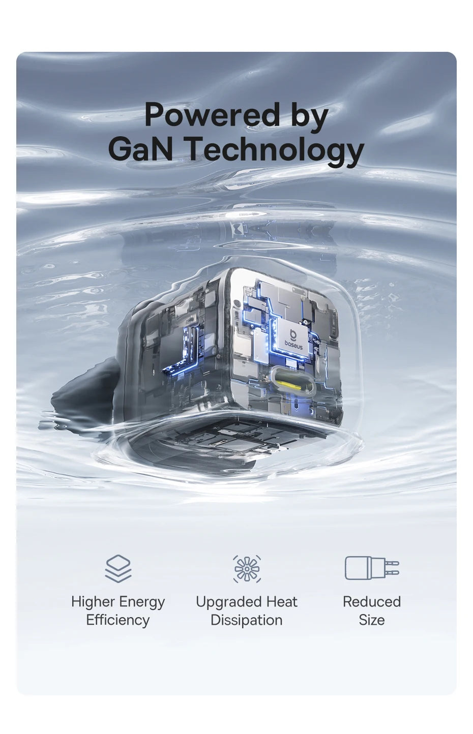Carregador Baseus GaN 30W PD para iPhone 12-17 e Tablets