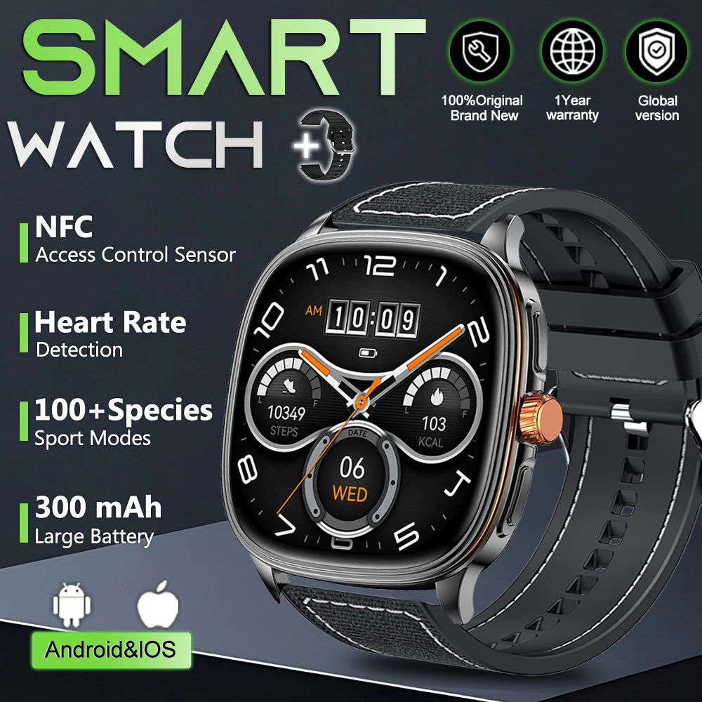 Smartwatch 2026 — Ecrã HD 1.73'', Voz AI, Música, Meteorologia, Modos Desportivos e IP68