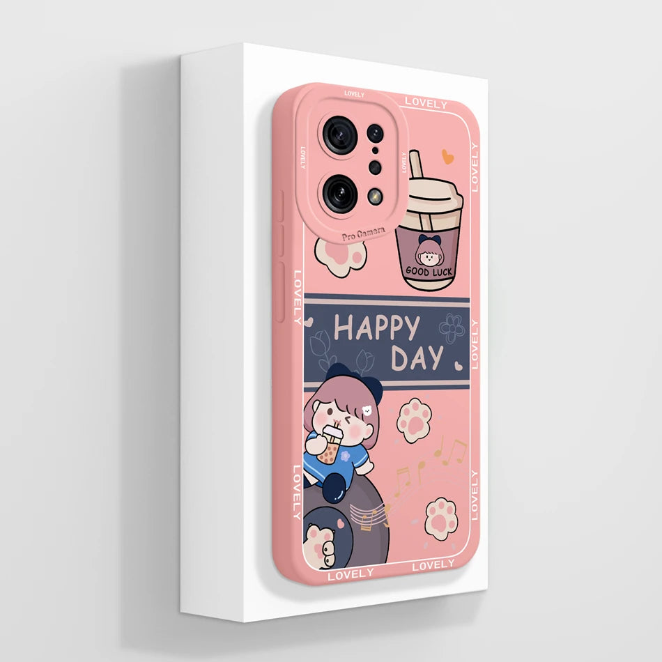 Capa Silicone Líquido Estilo Artístico para OPPO Find X5 Pro Lite
