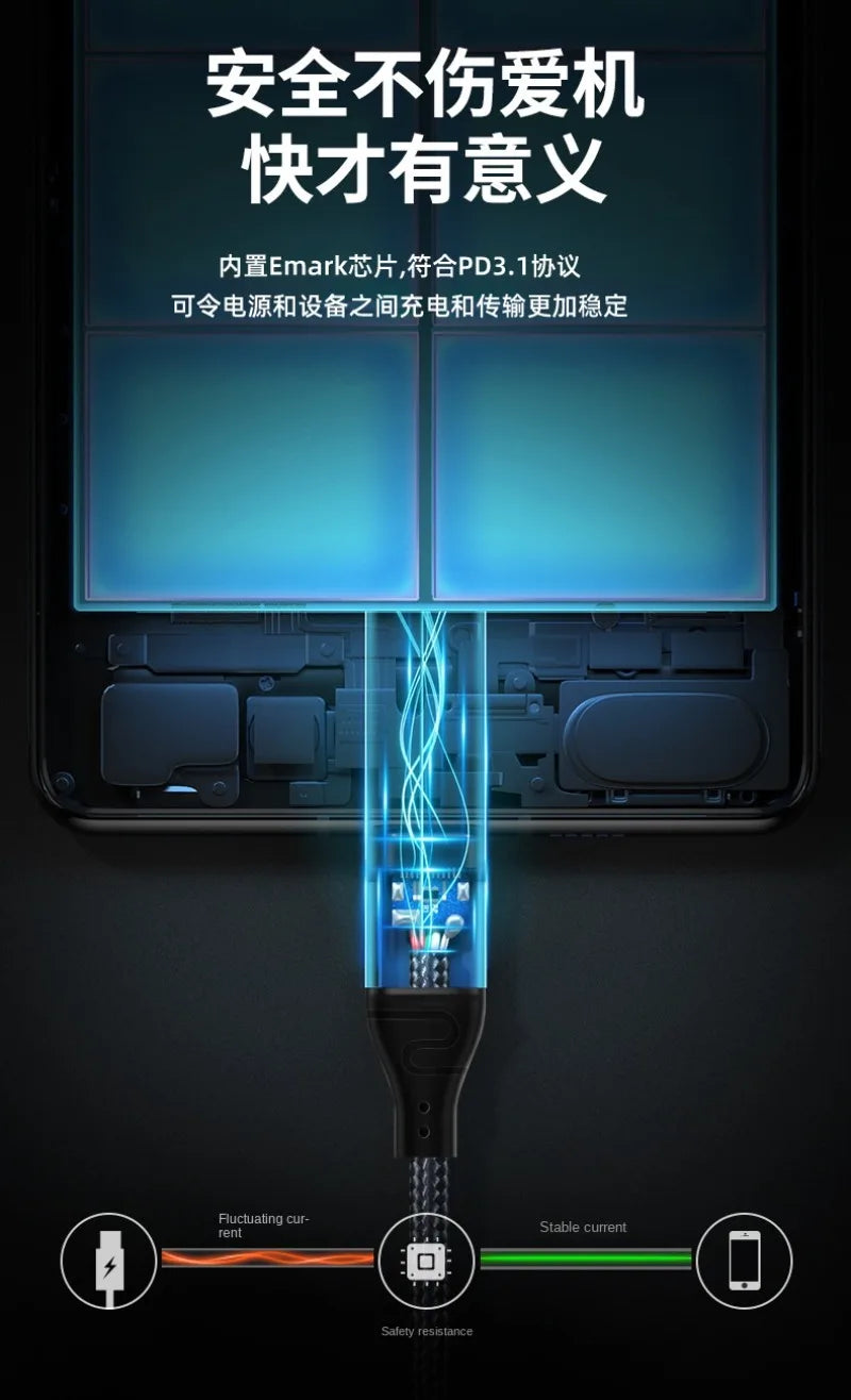 Cabo USB-C 240W em Ângulo 90° — 48V/5A Compatível com USB 2.0 (3m/10FT)