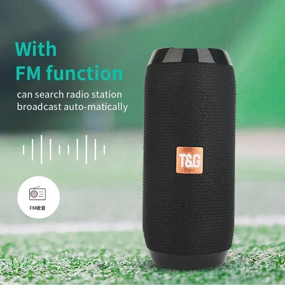 Coluna Bluetooth Portátil Subwoofer — À Prova de Água, Rádio FM e Suporte Cartão TF