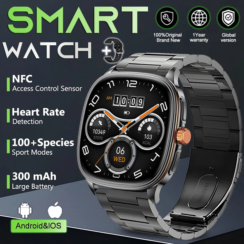 Smartwatch 2026 — Ecrã HD 1.73'', Voz AI, Música, Meteorologia, Modos Desportivos e IP68