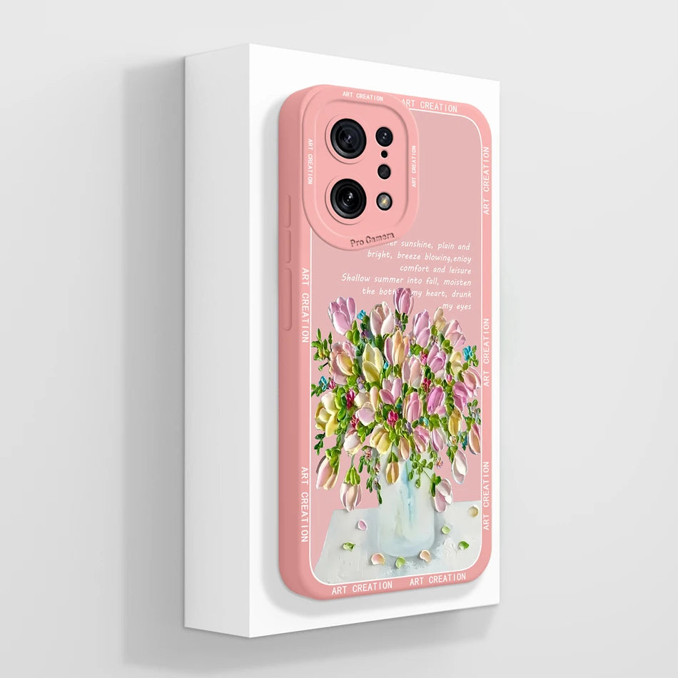 Capa Silicone Líquido Estilo Artístico para OPPO Find X5 Pro Lite