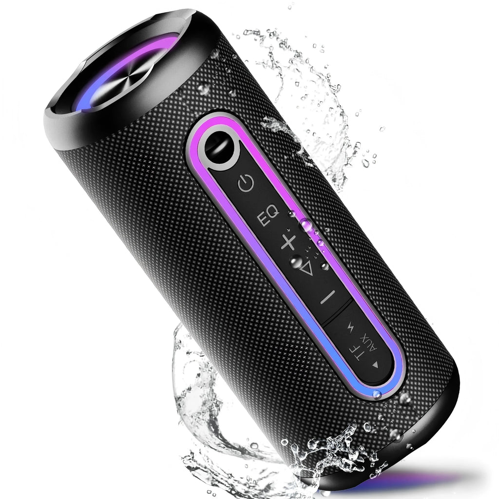 Coluna Bluetooth Portátil 30W — Som Estéreo, IPX7 À Prova de Água, RGB e Modos EQ