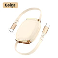 Cabo USB-C Retrátil 100W para iPhone 17, 16 e MacBook — Compacto e Prático
